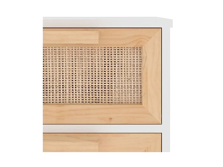 Chiffonnier en bois avec 4 tiroirs en Rotin naturel 40cm - Modèle Kaliga-Couleur Blanc