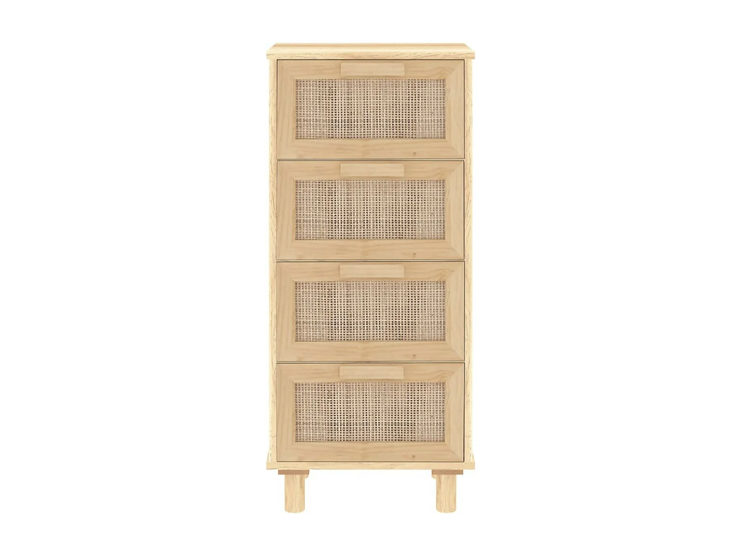 Chiffonnier en bois avec 4 tiroirs en Rotin naturel 40cm - Modèle Kaliga-Couleur Blanc