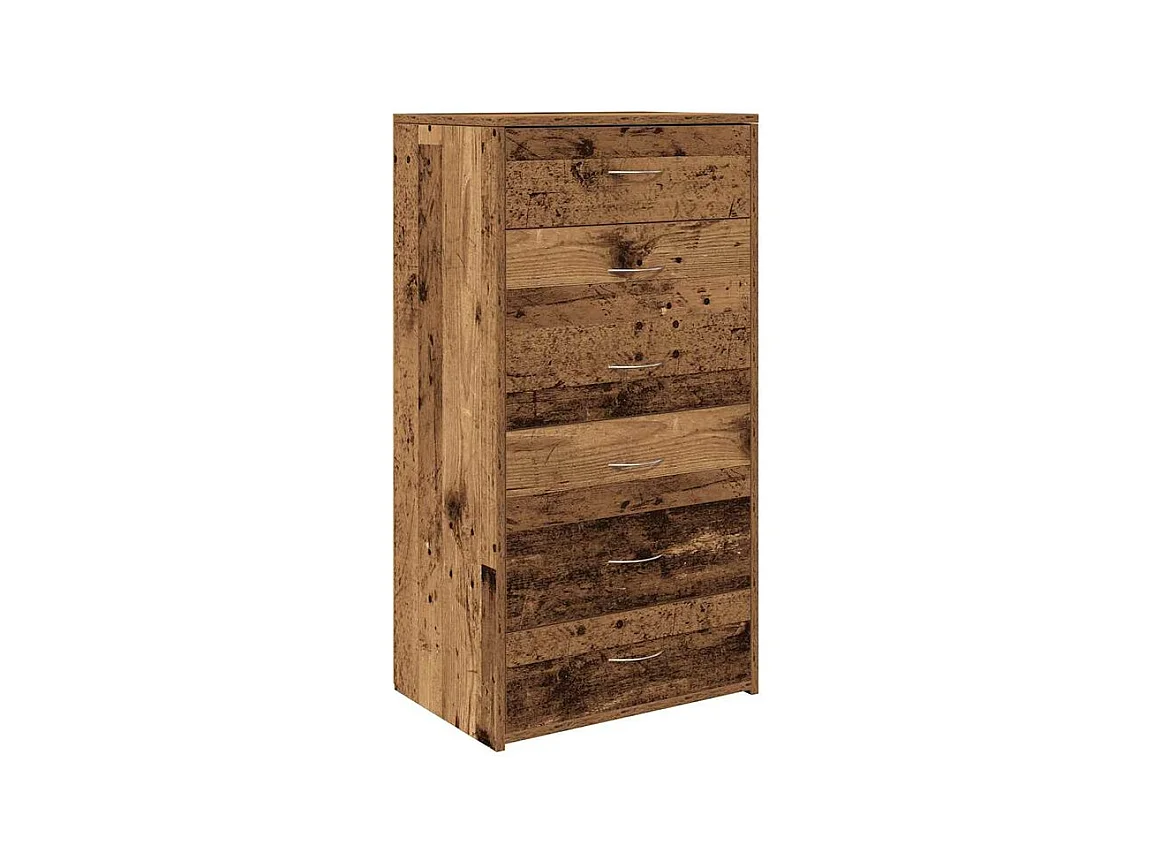 Chiffonnier avec 6 tiroirs vieux bois 50x34x96 bois d'ingénierie