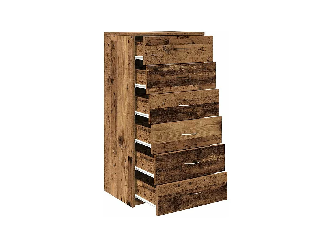Chiffonnier avec 6 tiroirs vieux bois 50x34x96 bois d'ingénierie