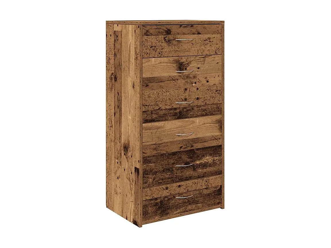 Chiffonnier avec 6 tiroirs vieux bois 50x34x96 bois d'ingénierie