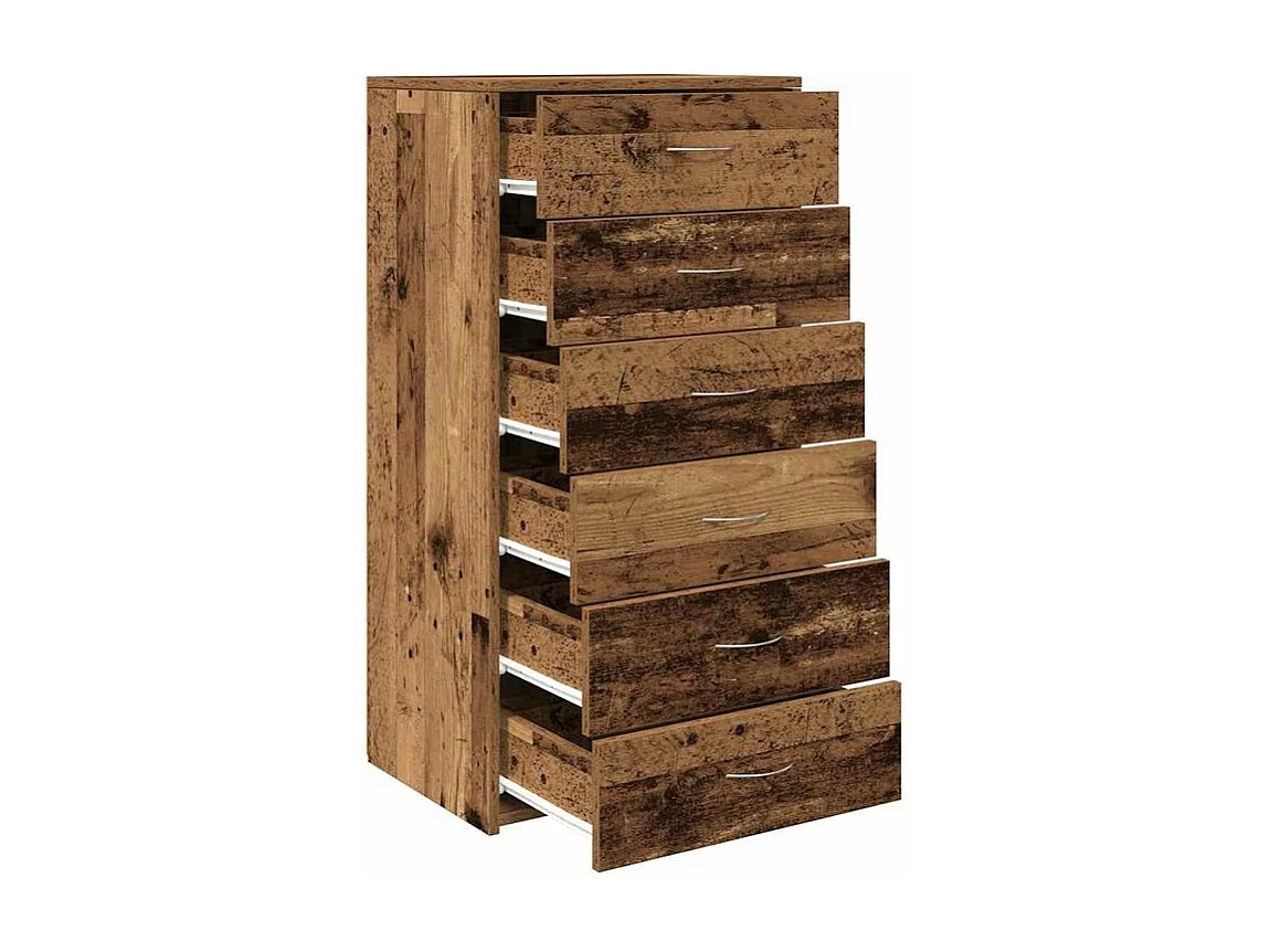 Chiffonnier avec 6 tiroirs vieux bois 50x34x96 bois d'ingénierie
