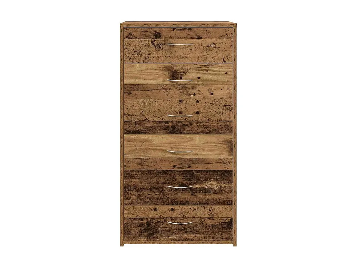 Chiffonnier avec 6 tiroirs vieux bois 50x34x96 bois d'ingénierie