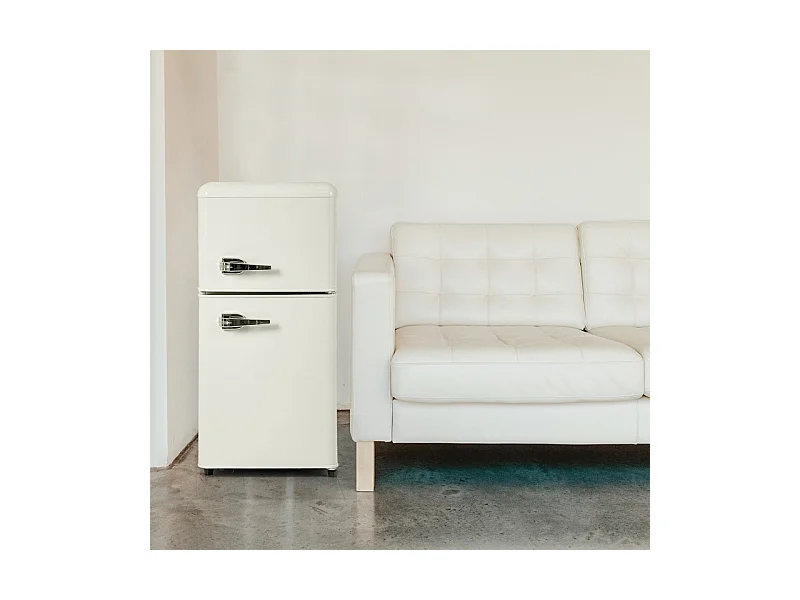 Réfrigérateur 22L+38L, double porte avec LED et pieds réglables, classe E, -27°C-13°C, 102 kWh/an, Blanc, 42x45.5x88.8cm