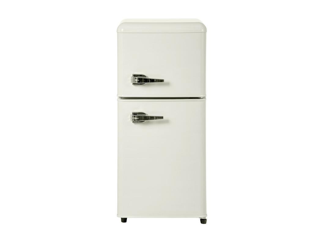 Koelkast 22L+38L, dubbele deur met LED en verstelbare poten, klasse E, -27°C-13°C, 102 kWh/jaar, Wit, 42x45.5x88.8cm