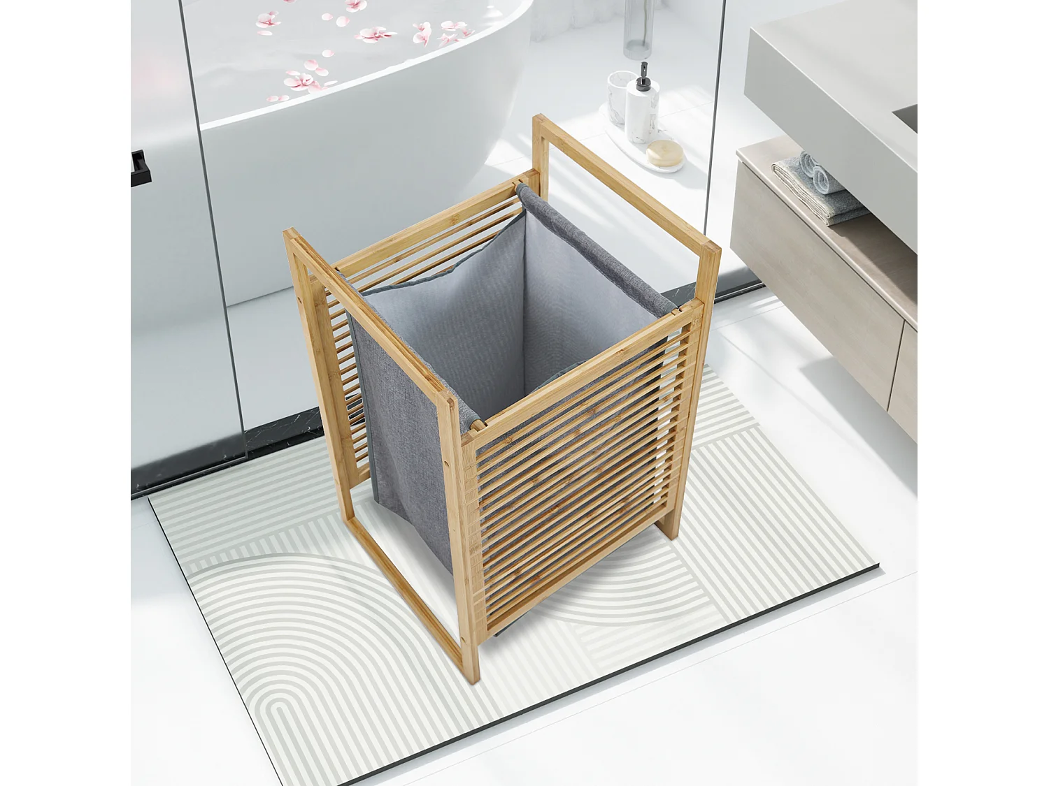 Panier à linge SVITA ILMA, coffre à linge, conteneur à linge pour linge sale, bambou