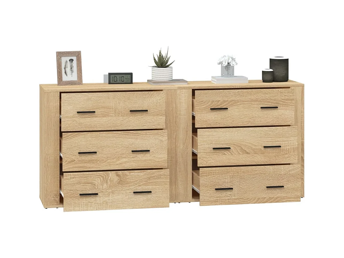 Buffets 2 pcs chêne sonoma bois d'ingénierie