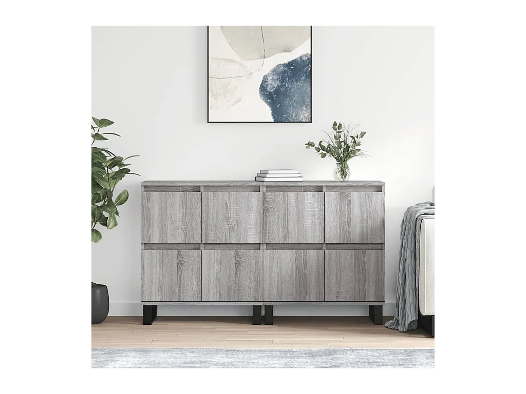 Buffets 2 pcs sonoma gris bois d'ingénierie