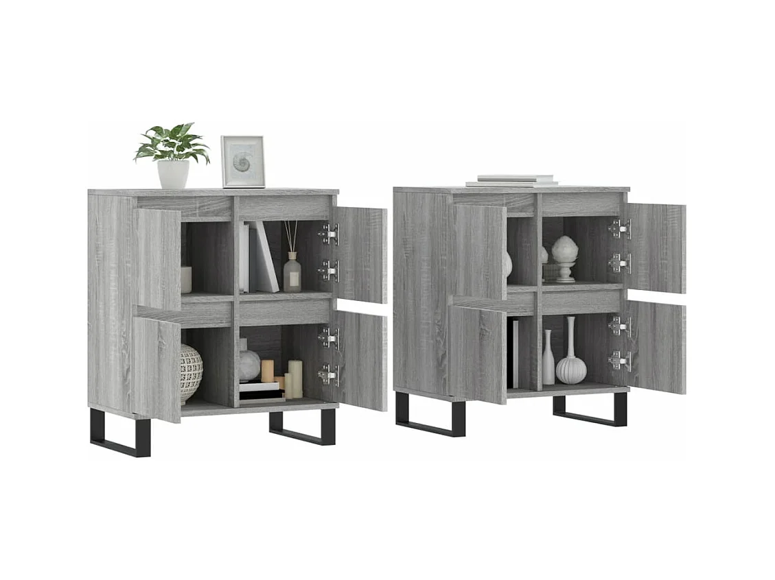Buffets 2 pcs sonoma gris bois d'ingénierie