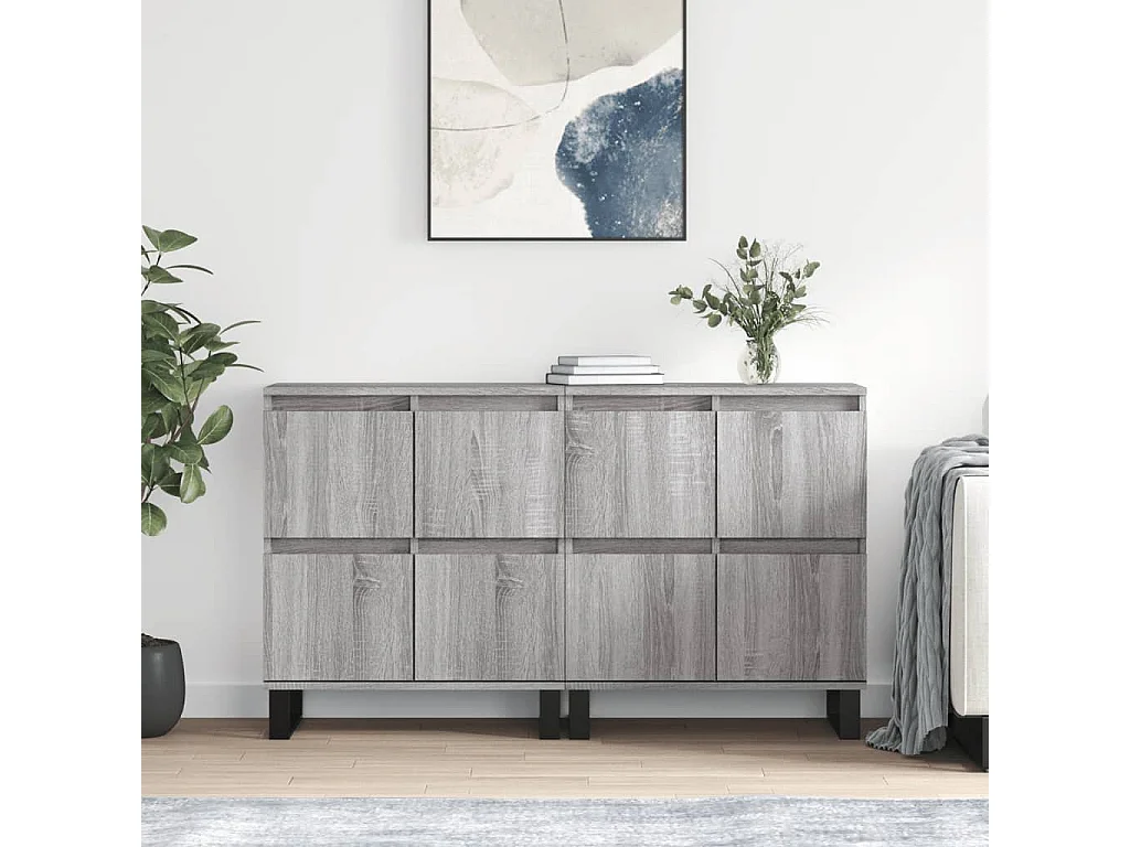 Buffets 2 pcs sonoma gris bois d'ingénierie
