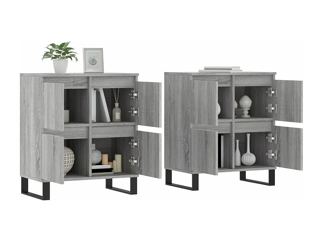 Buffets 2 pcs sonoma gris bois d'ingénierie