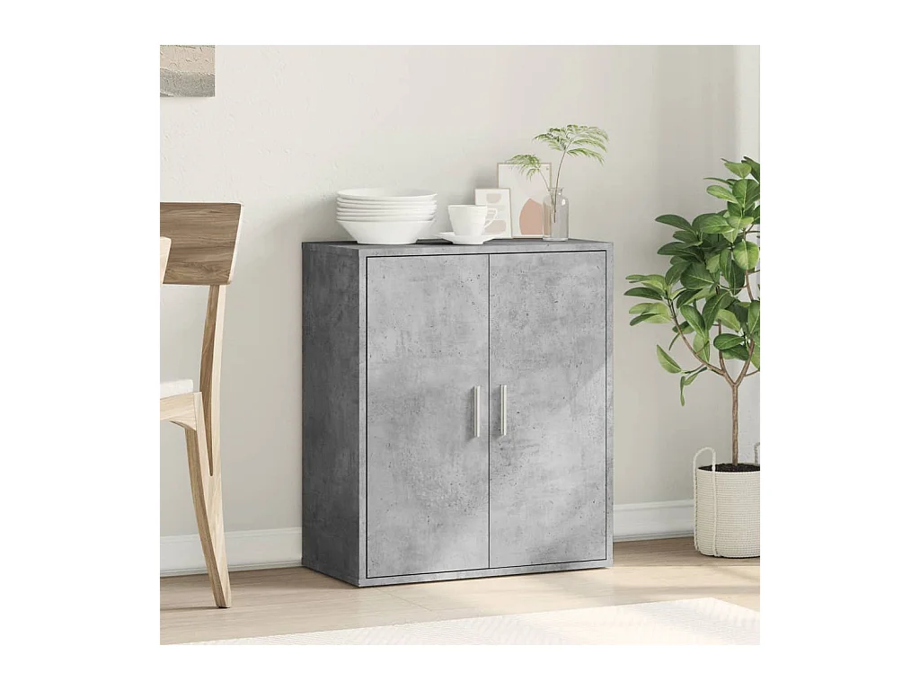 Buffet gris béton 79x38x80 bois d'ingénierie