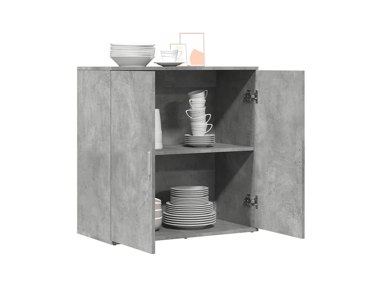 Buffet gris béton 79x38x80 bois d'ingénierie
