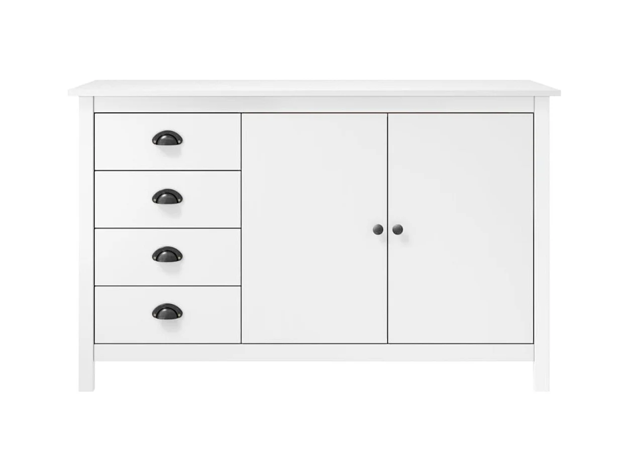 Petit buffet Kalexia 130cm - Bois de pin massif-Couleur Blanc et Chêne