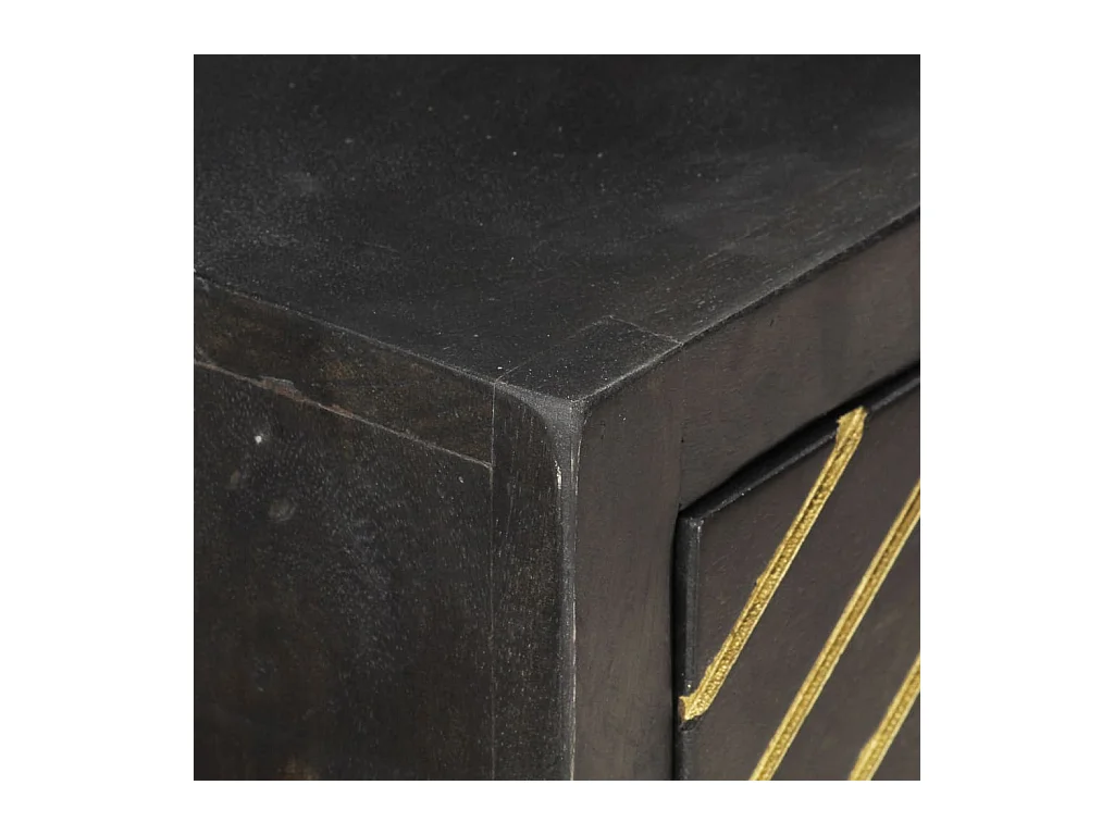 Table console Noir et doré 90x30x75 Bois de manguier massif