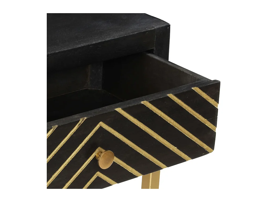 Table console Noir et doré 90x30x75 Bois de manguier massif