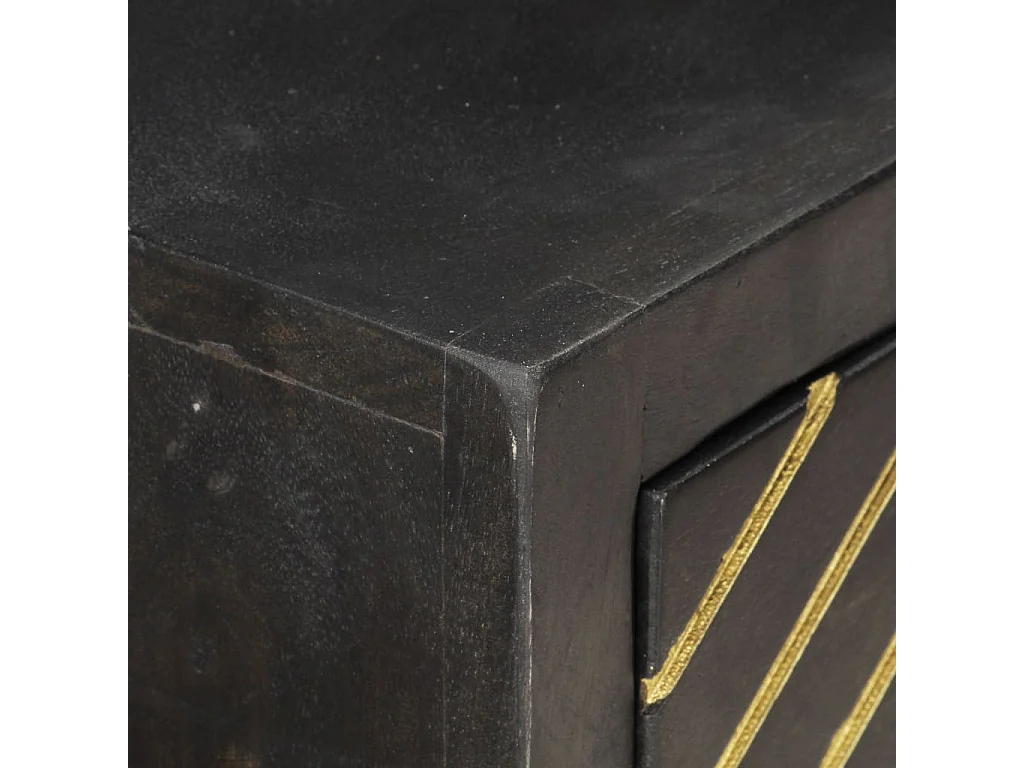 Table console Noir et doré 90x30x75 Bois de manguier massif