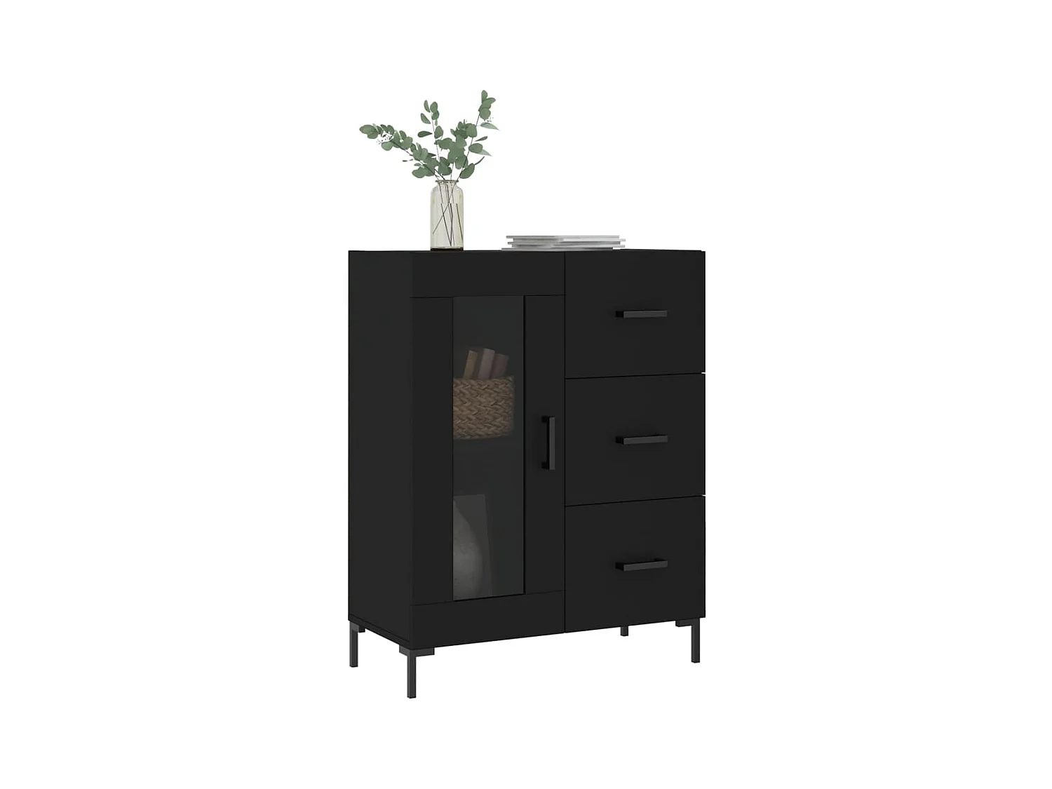 Buffet noir 69,5x34x90 bois d'ingénierie