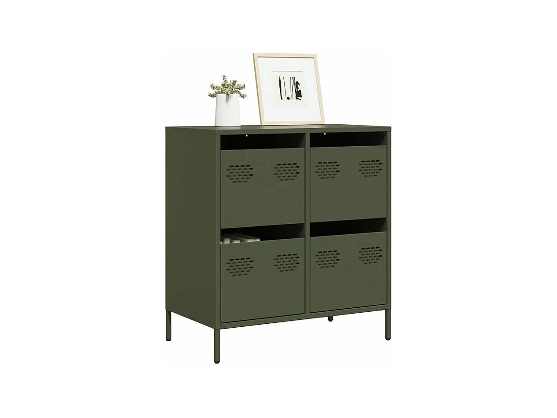Buffet vert olive 68x39x73,5 acier laminé à froid
