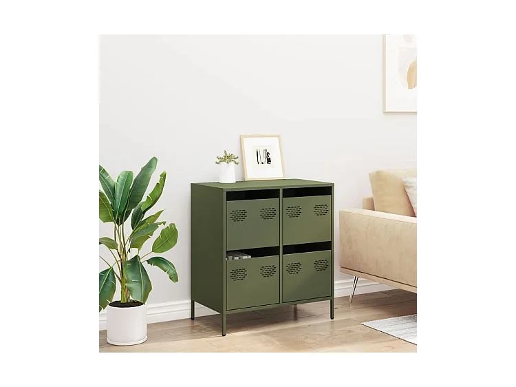 Buffet vert olive 68x39x73,5 acier laminé à froid