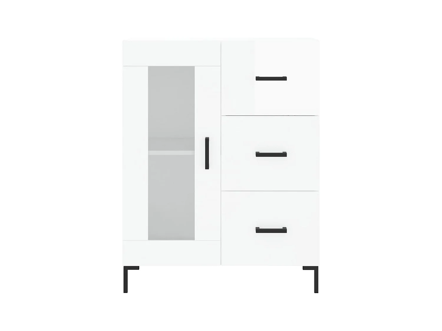 Buffet Blanc brillant 69,5x34x90 Bois d'ingénierie