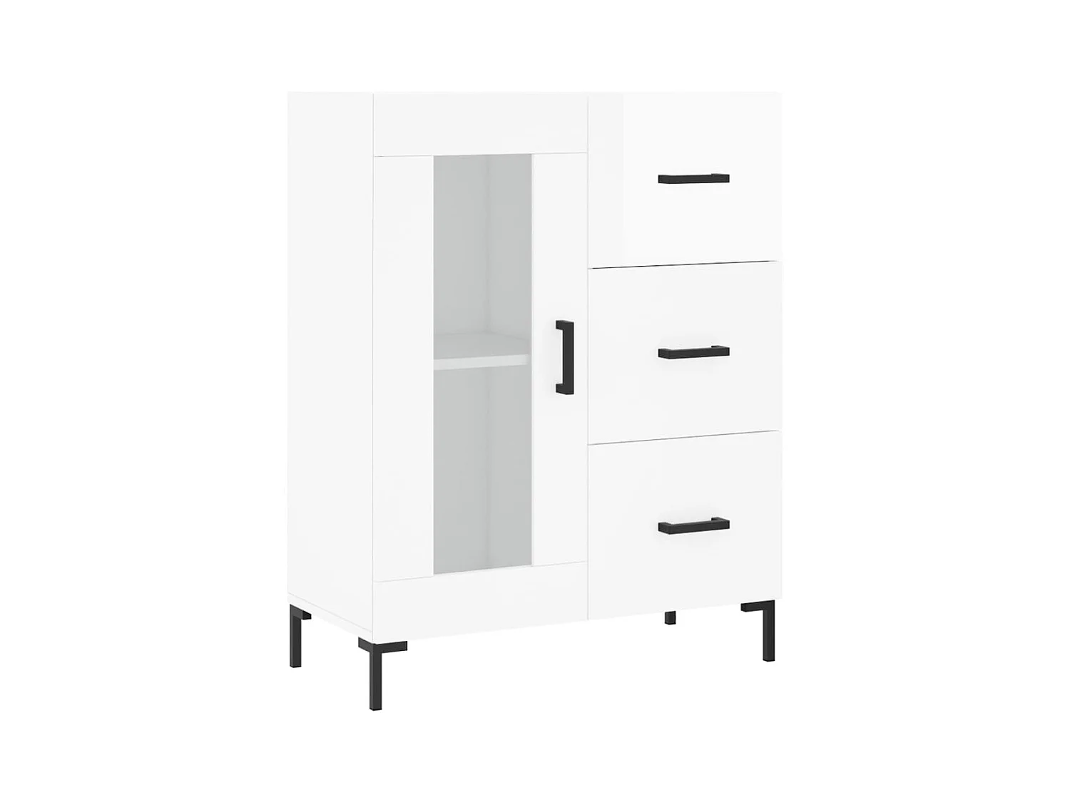 Buffet Blanc brillant 69,5x34x90 Bois d'ingénierie