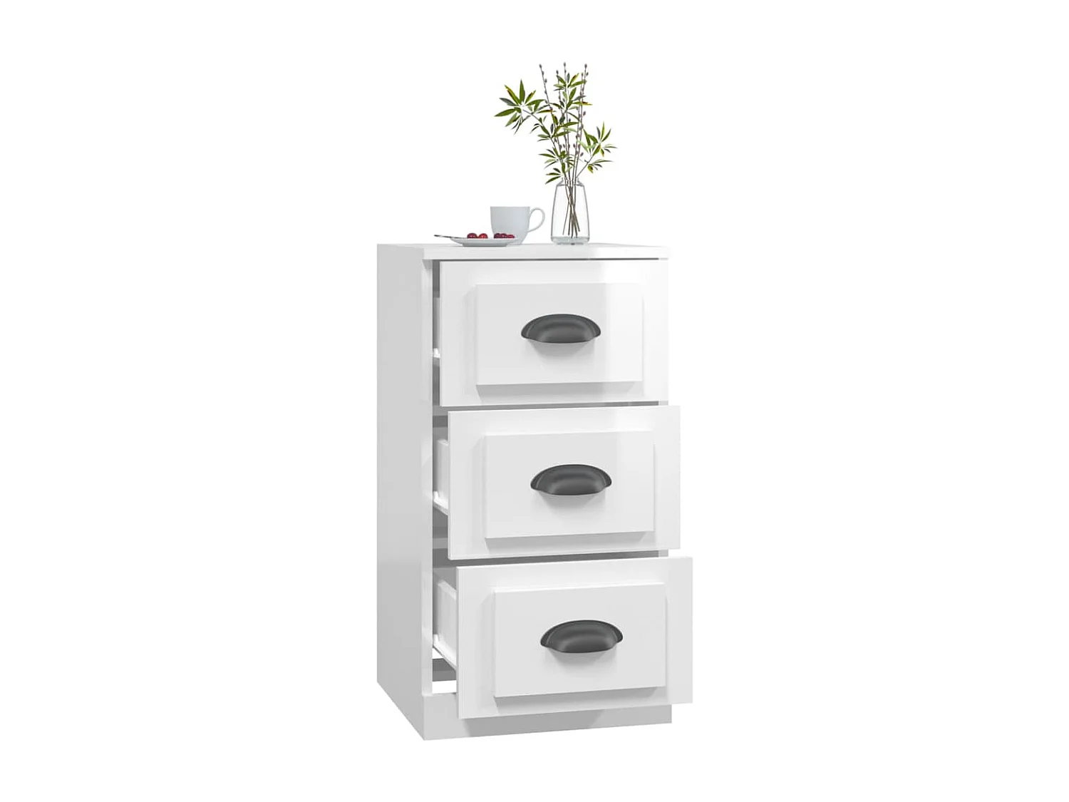 Buffet blanc brillant 36x35,5x67,5 bois d'ingénierie