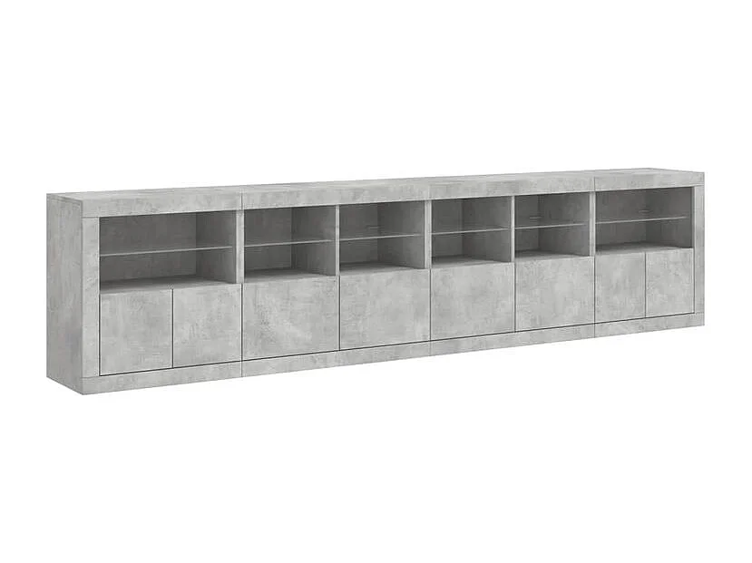 Buffet avec lumières LED gris béton 283x37x67