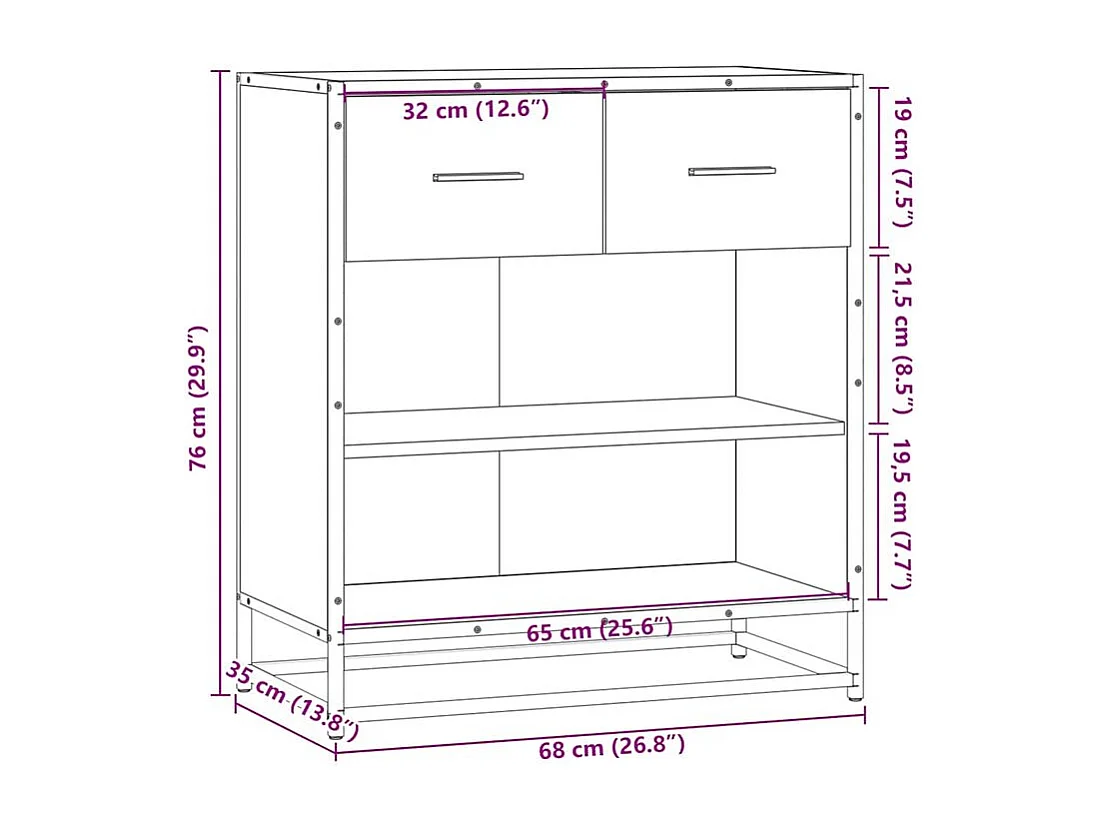 Buffet chêne sonoma 68x35x76 bois d'ingénierie