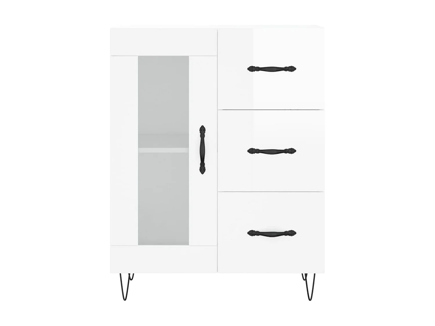 Buffet Blanc brillant 69,5x34x90 Bois d'ingénierie