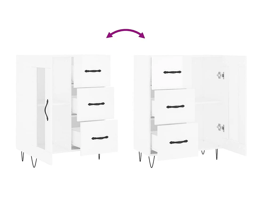 Buffet Blanc brillant 69,5x34x90 Bois d'ingénierie