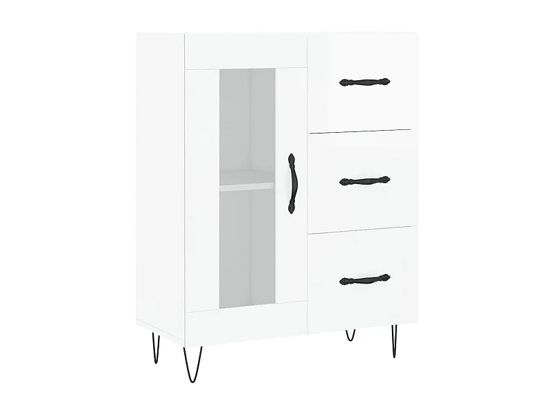 Buffet Blanc brillant 69,5x34x90 Bois d'ingénierie