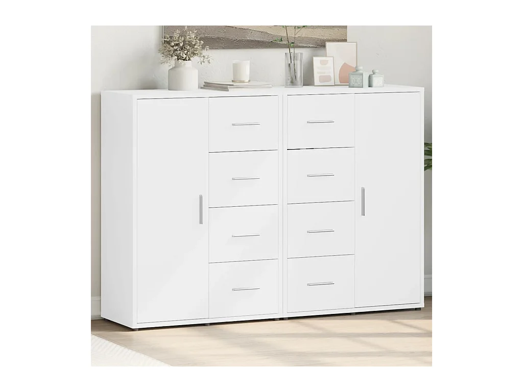 Buffets 2 pcs blanc 60x31x84 bois d'ingénierie