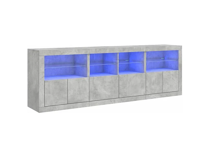 Buffet avec lumières LED gris béton 202x37x67