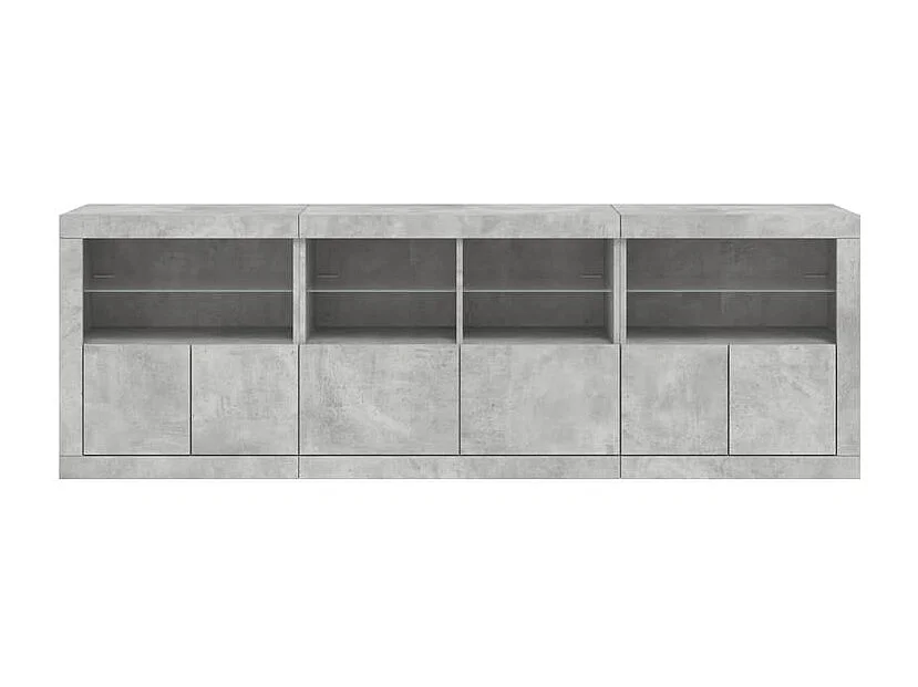 Buffet avec lumières LED gris béton 202x37x67