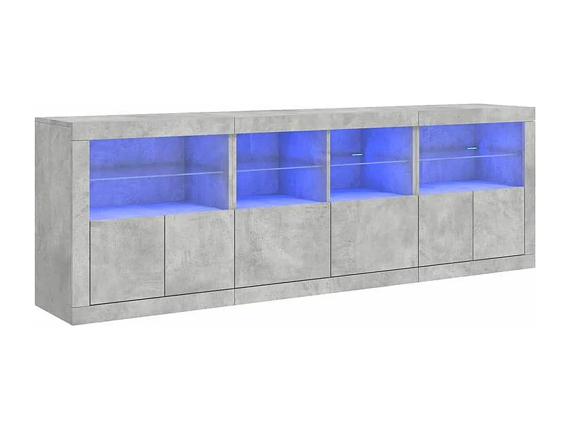 Buffet avec lumières LED gris béton 202x37x67