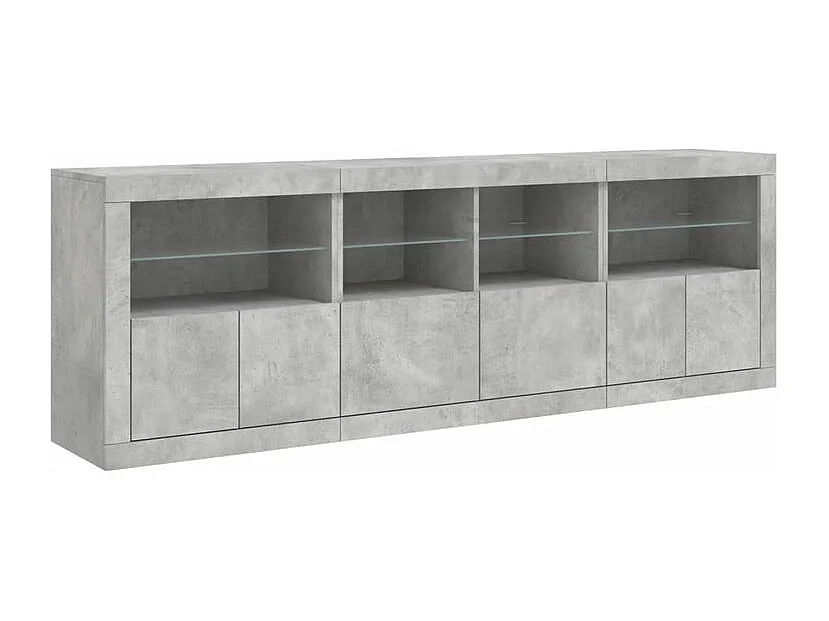 Buffet avec lumières LED gris béton 202x37x67
