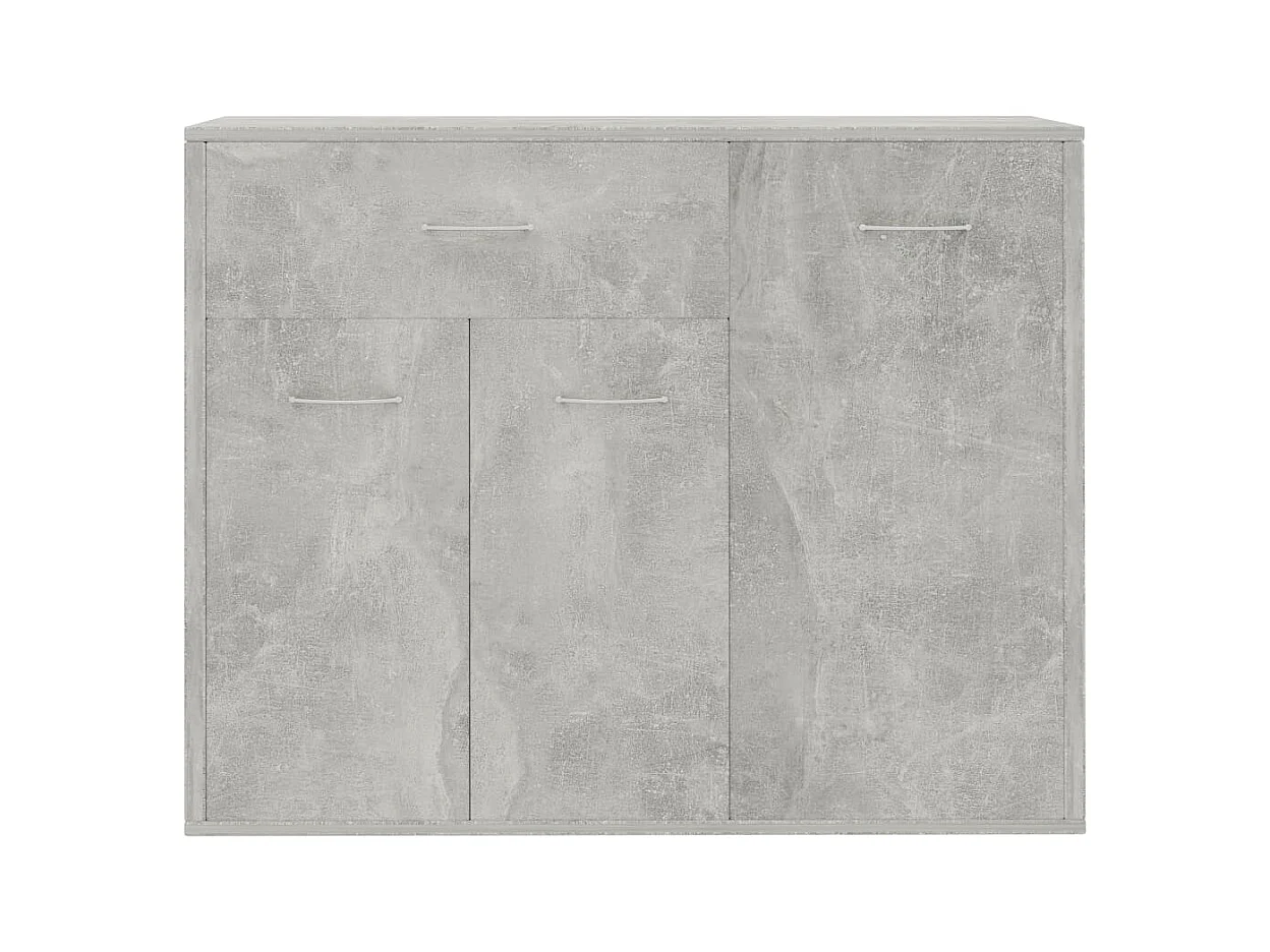 Petit buffet 3 portes et 1 tiroir Homa L 88cm - Gamme intemporelle-Couleur Gris béton