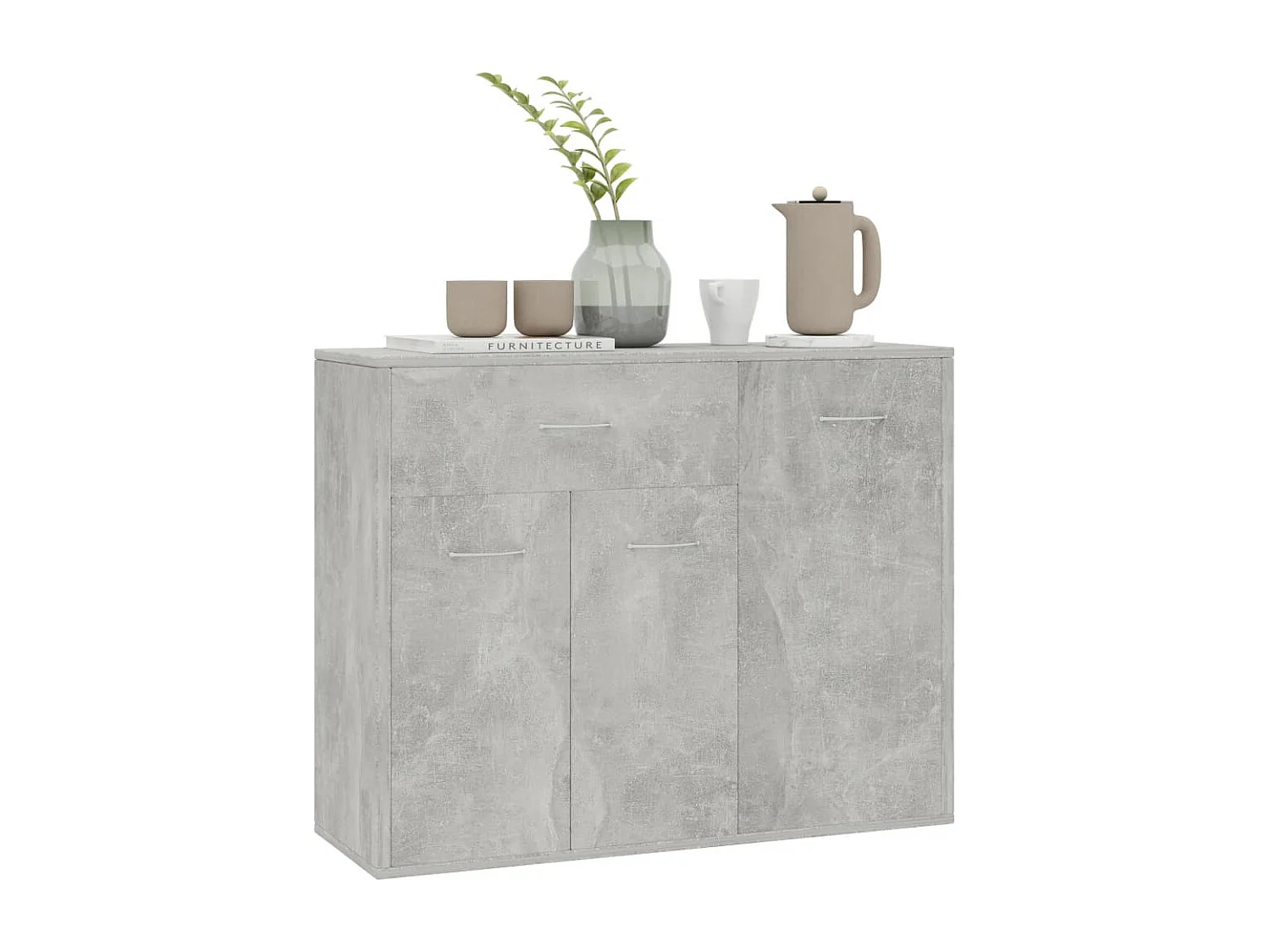 Petit buffet 3 portes et 1 tiroir Homa L 88cm - Gamme intemporelle-Couleur Gris béton