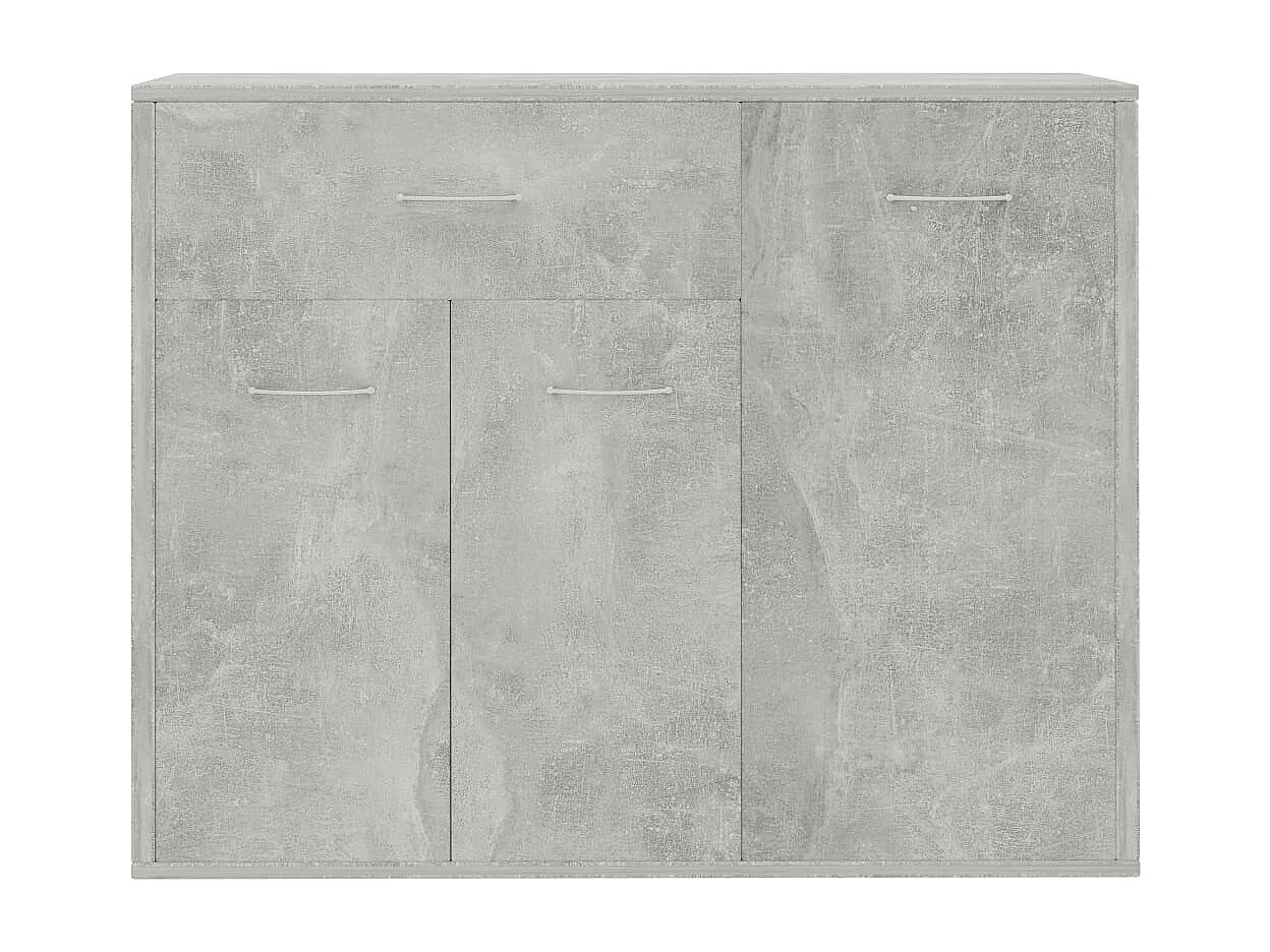 Petit buffet 3 portes et 1 tiroir Homa L 88cm - Gamme intemporelle-Couleur Gris béton