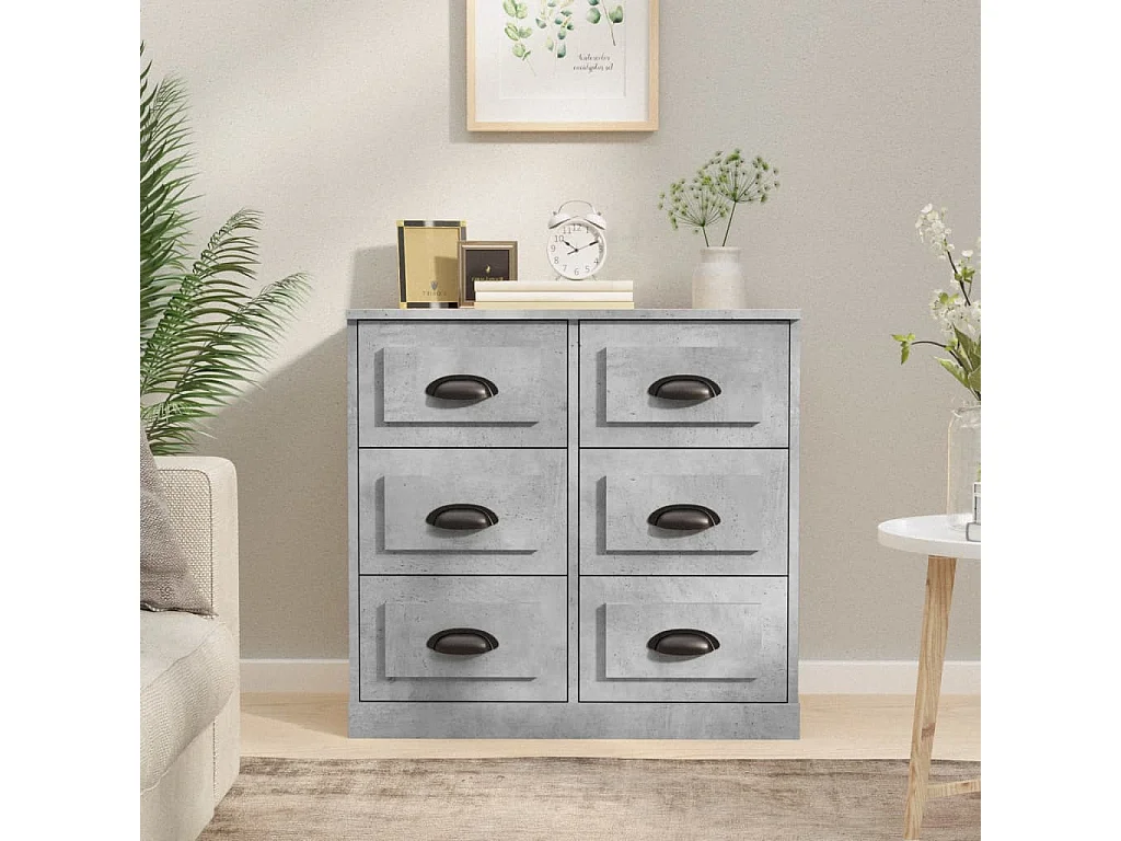 Buffet gris béton 70x35,5x67,5 bois d'ingénierie