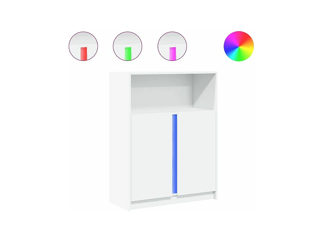 Buffet avec LED blanc 77x34x100 bois d'ingénierie