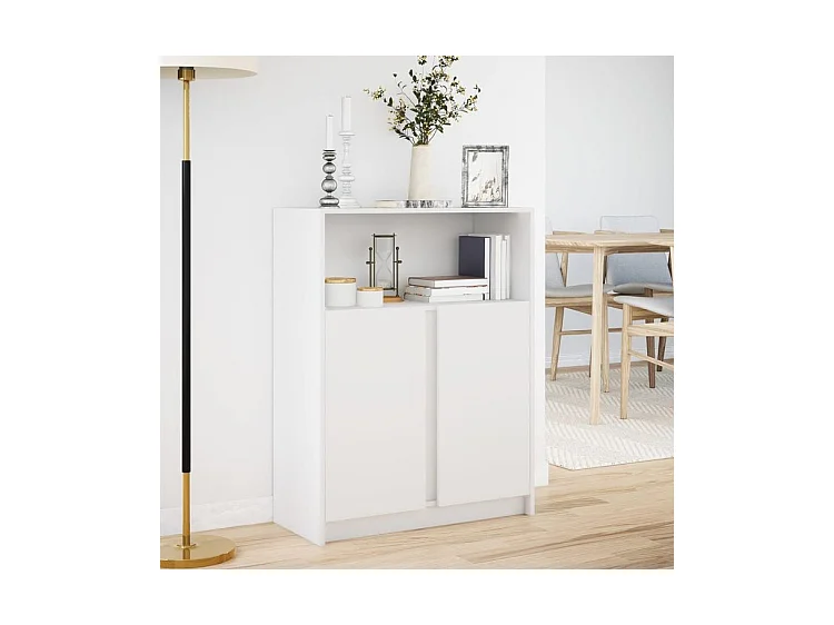 Buffet avec LED blanc 77x34x100 bois d'ingénierie