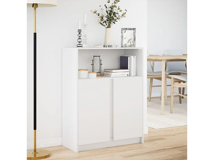 Buffet avec LED blanc 77x34x100 bois d'ingénierie