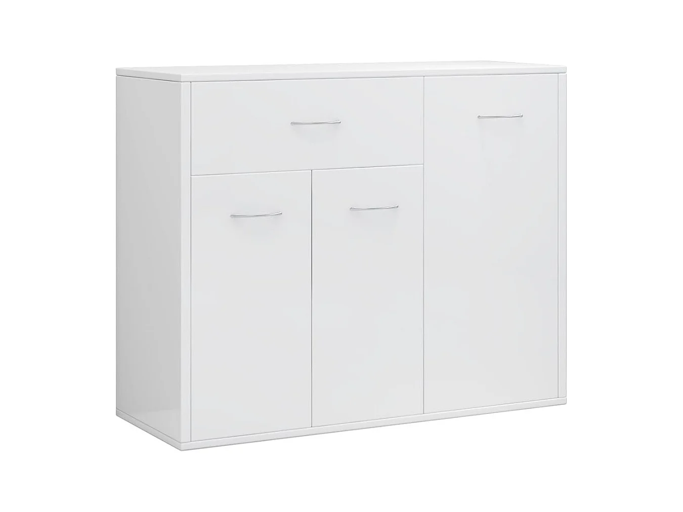 Petit buffet 3 portes et 1 tiroir Homa L 88cm - Gamme intemporelle-Couleur Blanc brillant