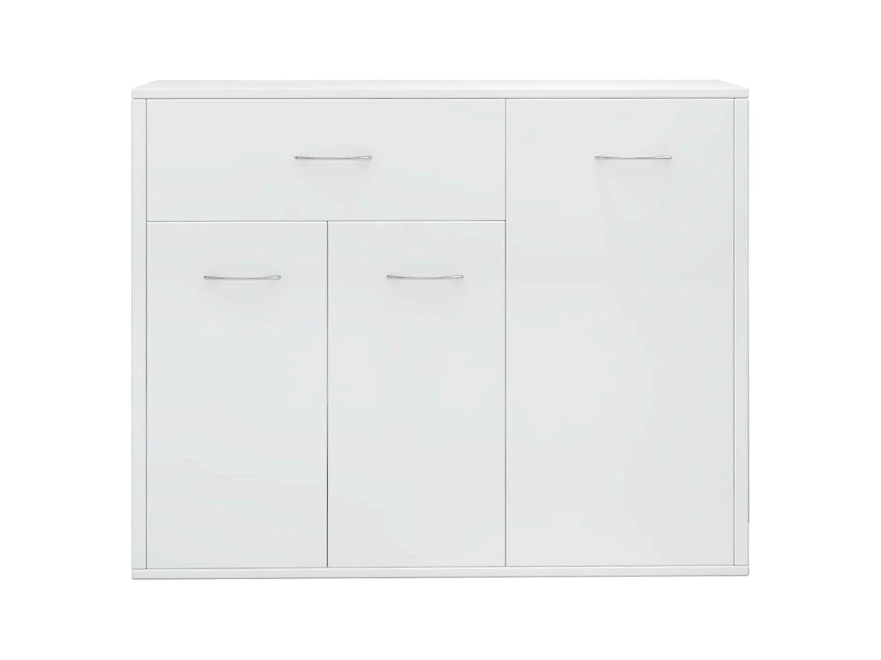 Petit buffet 3 portes et 1 tiroir Homa L 88cm - Gamme intemporelle-Couleur Blanc brillant