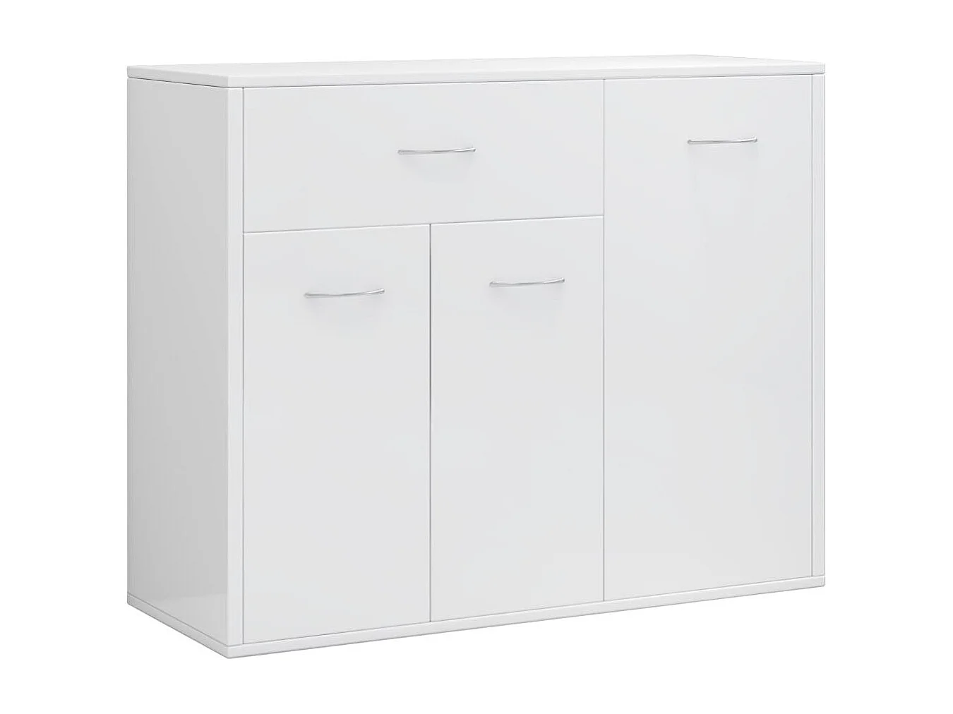 Petit buffet 3 portes et 1 tiroir Homa L 88cm - Gamme intemporelle-Couleur Blanc brillant