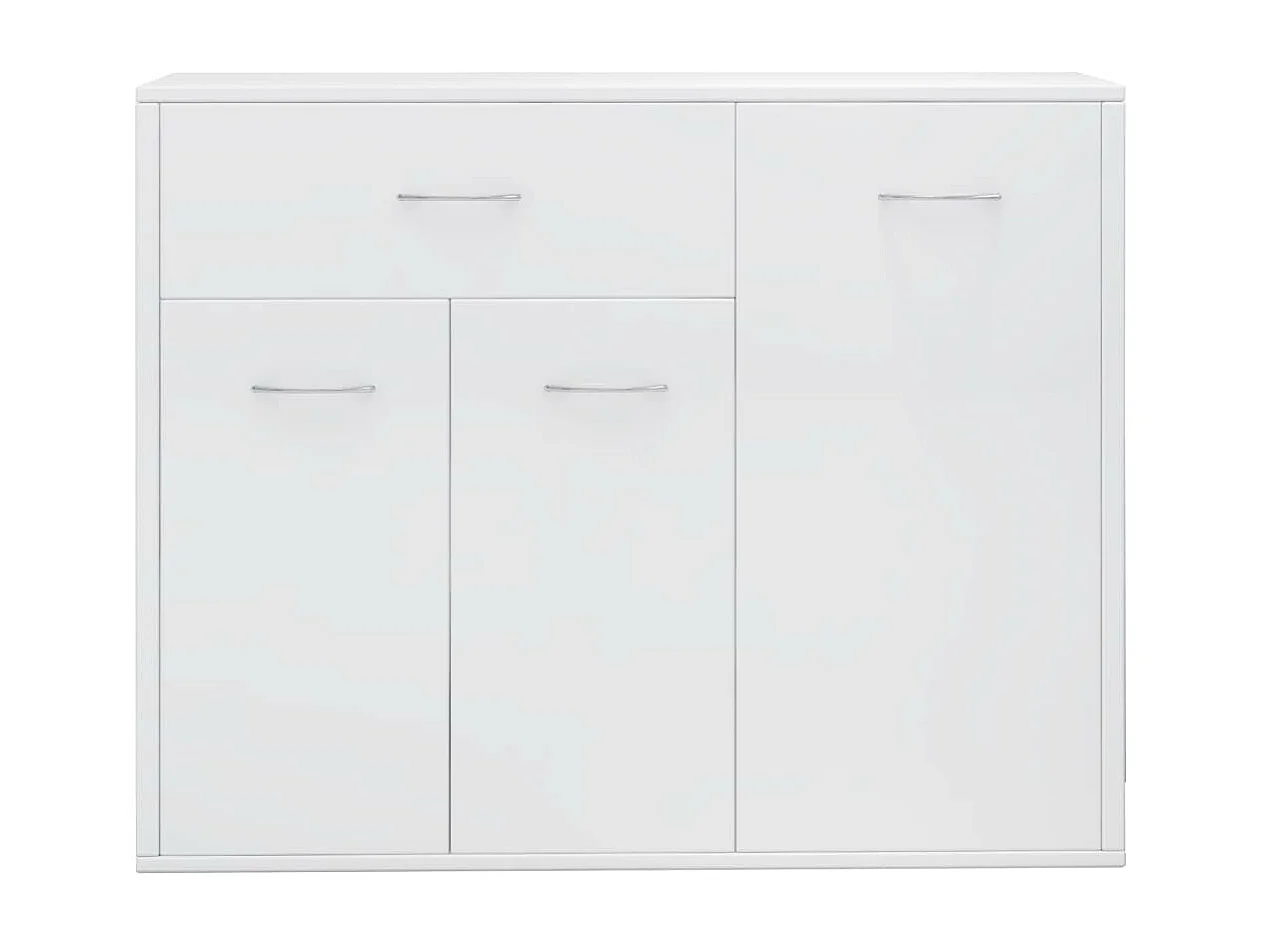 Petit buffet 3 portes et 1 tiroir Homa L 88cm - Gamme intemporelle-Couleur Blanc brillant