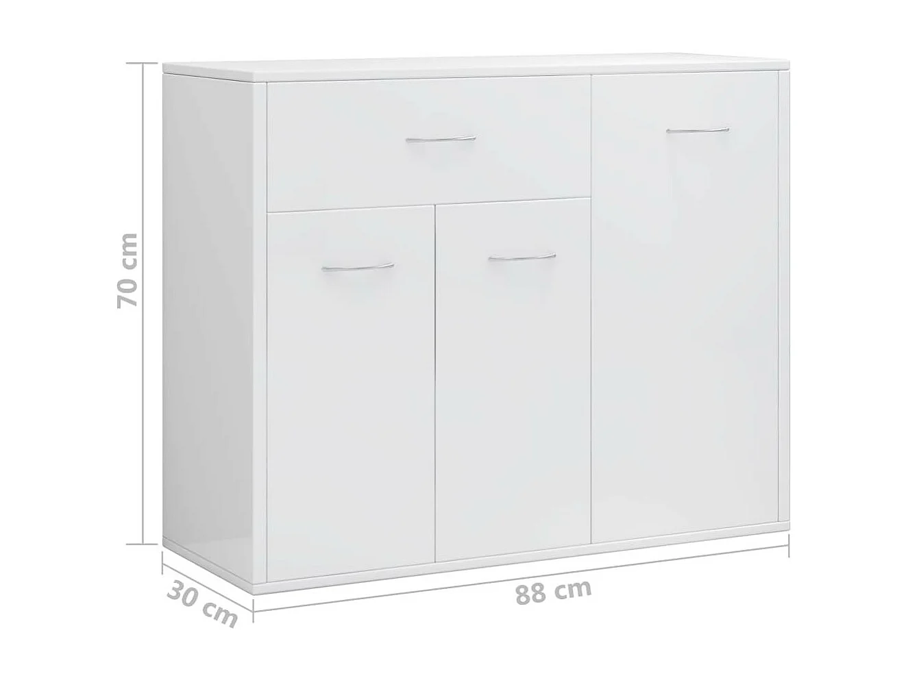 Petit buffet 3 portes et 1 tiroir Homa L 88cm - Gamme intemporelle-Couleur Blanc brillant