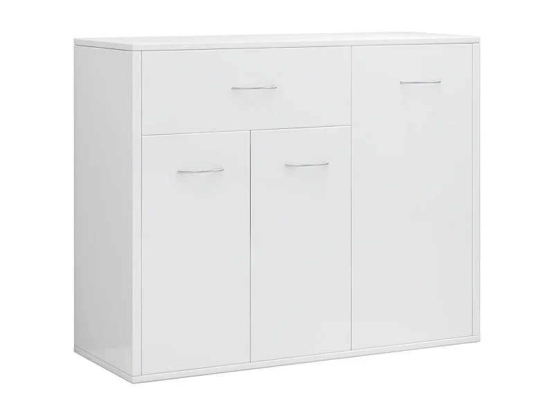 Petit buffet 3 portes et 1 tiroir Homa L 88cm - Gamme intemporelle-Couleur Blanc brillant